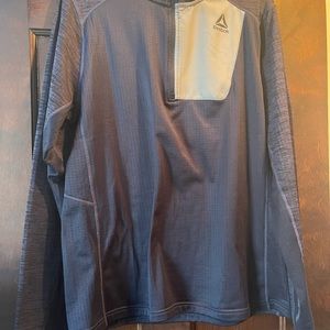 Reebok Mens Blue Long Sleeve 1/4 Zip Jacket Size XL Blue Logo With Fleece Lining